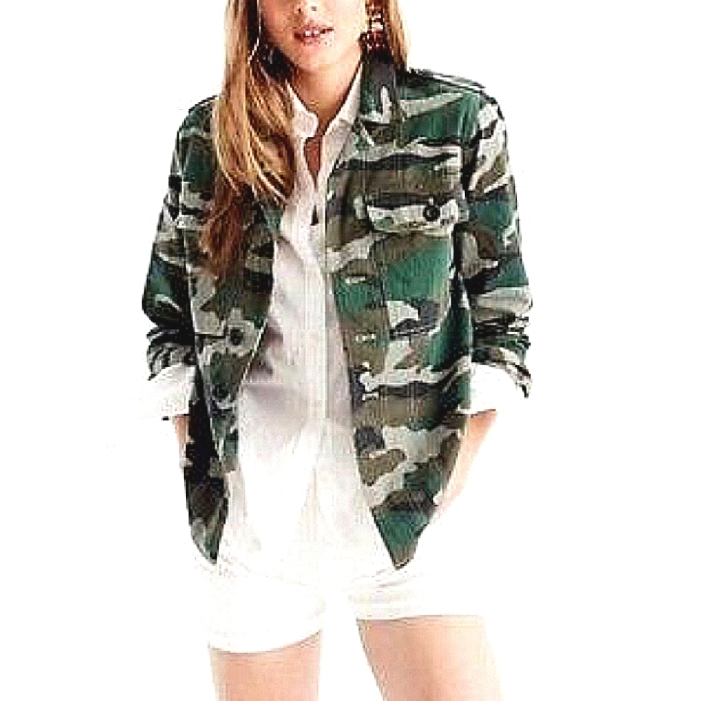 J CREW Camo Military Utility Buttondown Shirt Top Jacket NWT